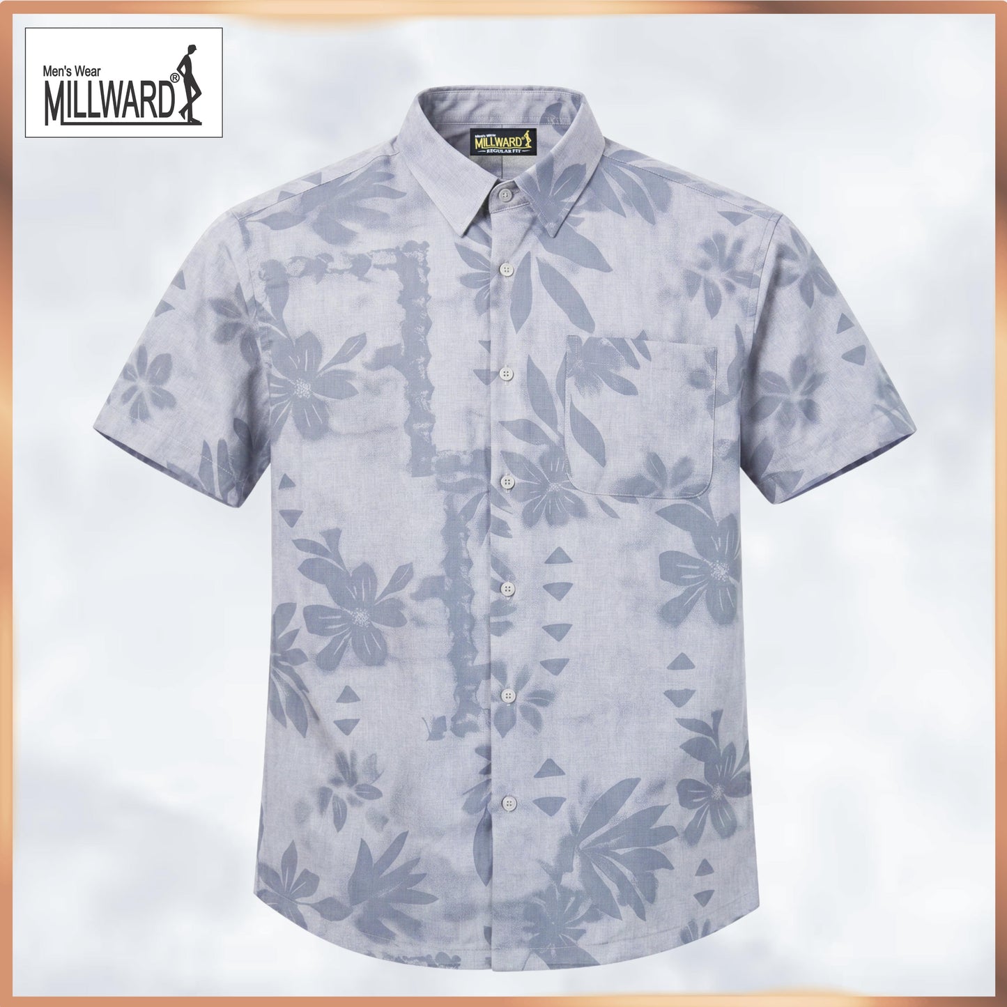 Brand MILLWARD Men’s Floral Short Sleeve Shirt (M–4XL) / Kemeja Lelaki Lengan Pendek Corak Bunga (M–4XL)