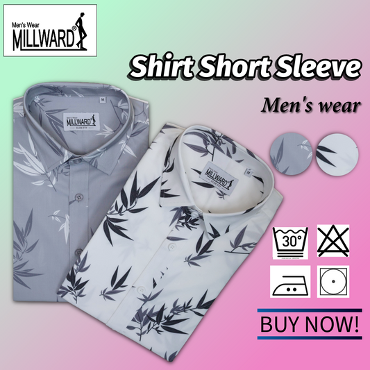 Brand Millward Shirt Short Sleeve Slim Fit Leaf Pattern Collection / Baju kemeja Lengan Pendek Koleksi Millward Slim Fit Corak Daun