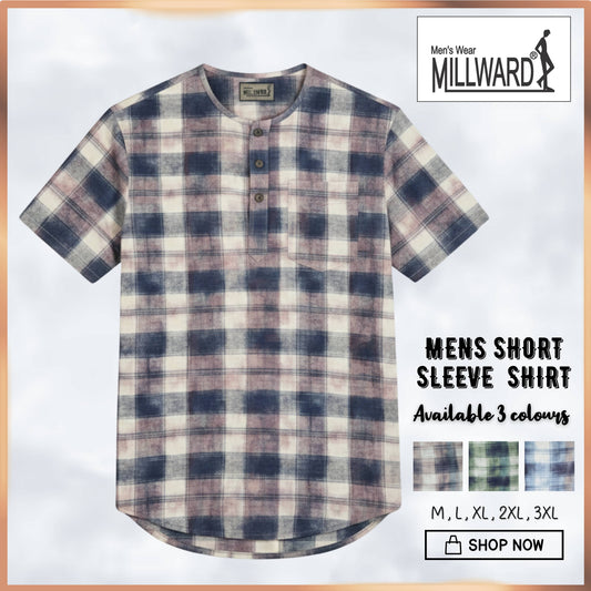 BRAND MILLWARD Plaid Short Sleeve Shirt,3 COLORS / Kemeja Lengan Pendek Kotak-Kotak,3 warnaBRAND MILLWARD Plaid Short Sleeve Shirt,3 COLORS / Kemeja Lengan Pendek Kotak-Kotak,3 warna
