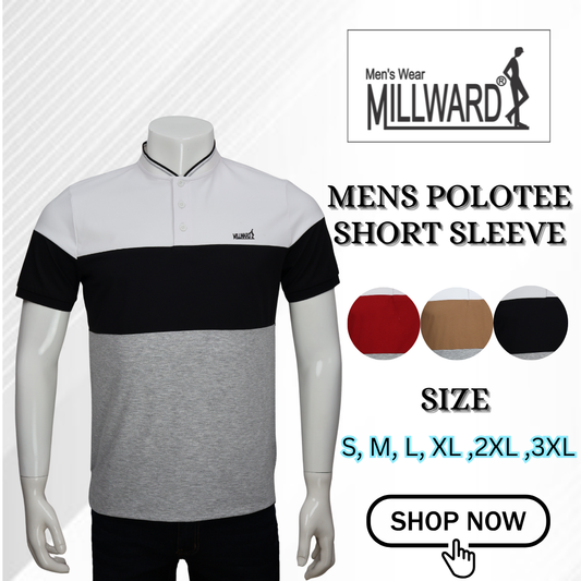 Brand Millward – Men’s Short Sleeve Polo Tee , colour-block modern style