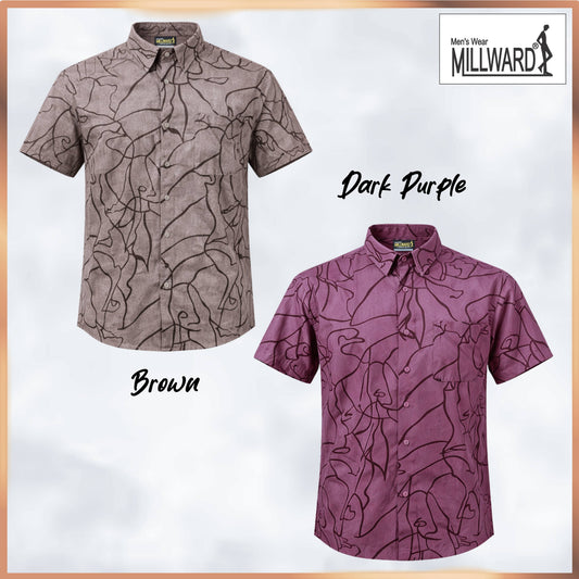 MILLWARD Abstract Line Casual Shirt – Men (M–4XL) /Kemeja Kasual Corak Garisan Abstrak MILLWARD – Lelaki (M–4XL)