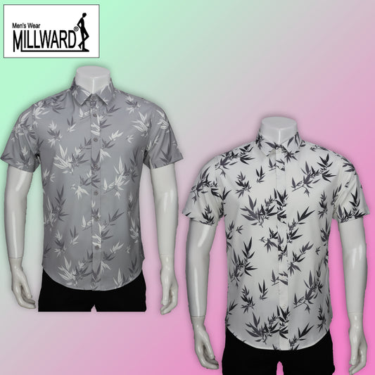 Brand Millward Shirt Short Sleeve Slim Fit Leaf Pattern Collection / Baju kemeja Lengan Pendek Koleksi Millward Slim Fit Corak Daun