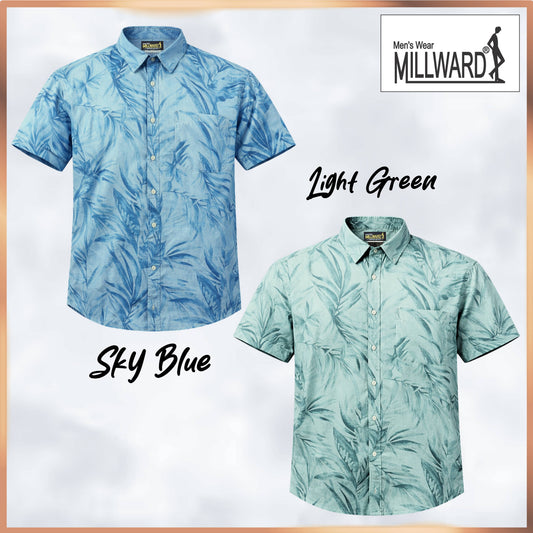 MILLWARD Men’s Floral Short Sleeve Shirt Regular Fit (S–4XL)/Kemeja Lelaki Corak Floral MILLWARD Lengan Pendek Regular Fit (S–4XL)