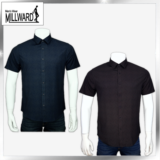 Millward Shirt Short Sleeve D.Brown/Navy / Slim Fit