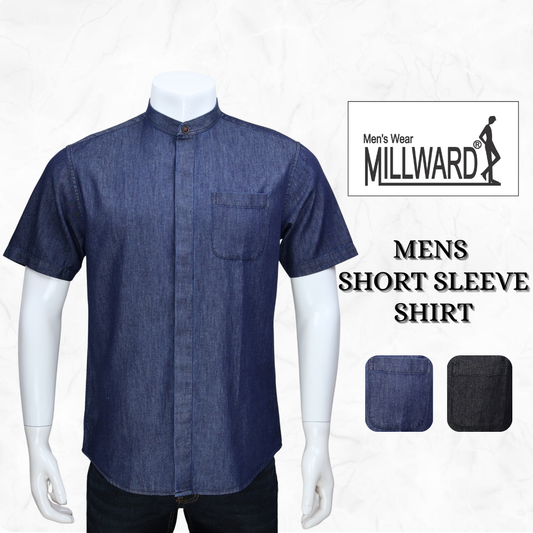 Brand Millward Men Shirt Short sleeve, Denim ,Slim Fit / Baju Kemeja Lelaki Lengan Pendek, Denim