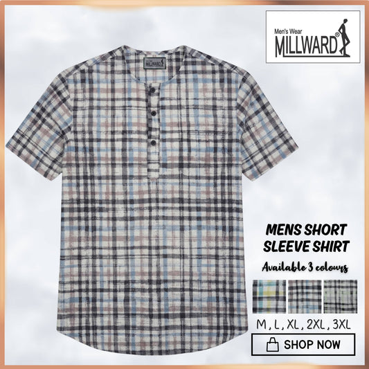 BRAND MILLWARD Men’s Plaid Short Sleeve Shirt