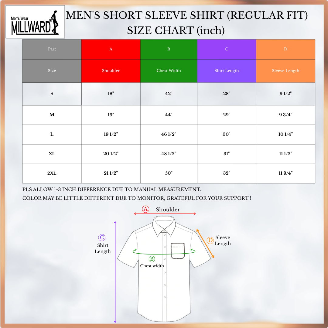 MILLWARD Men’s Plaid Casual Shirt – Short Sleeve Regular Fit Red & Navy