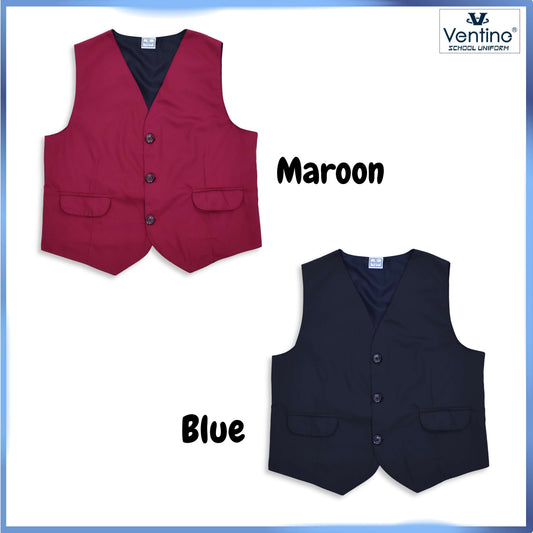 Ventine Vest Pengawas Sekolah Unisex | Size XS-3XL | Maroon / Blue / Brown / Black