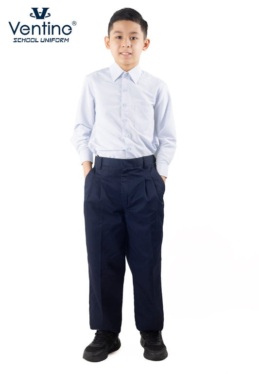 Baju Kemeja Putih Sekolah Rendah Lengan Panjang Kain Licin/Keras (BAJU SAHAJA)