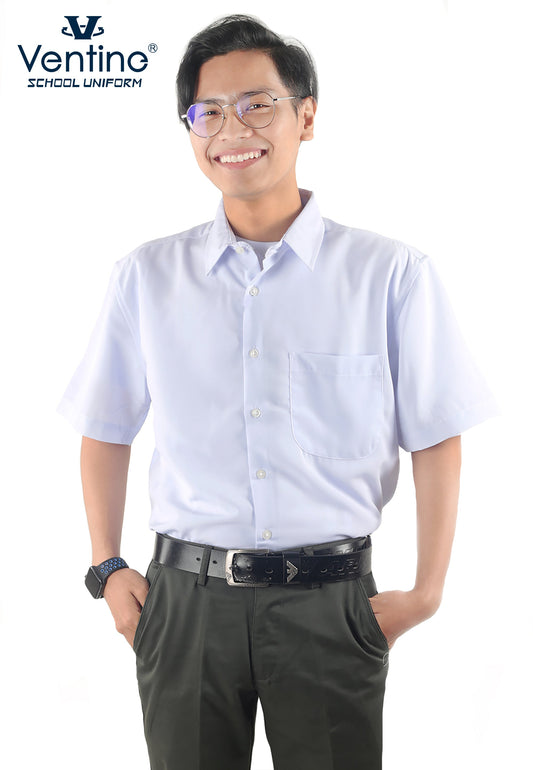 Baju Kemeja Putih Sekolah Menengah Lengan Pendek Kain Licin (BAJU SAHAJA)