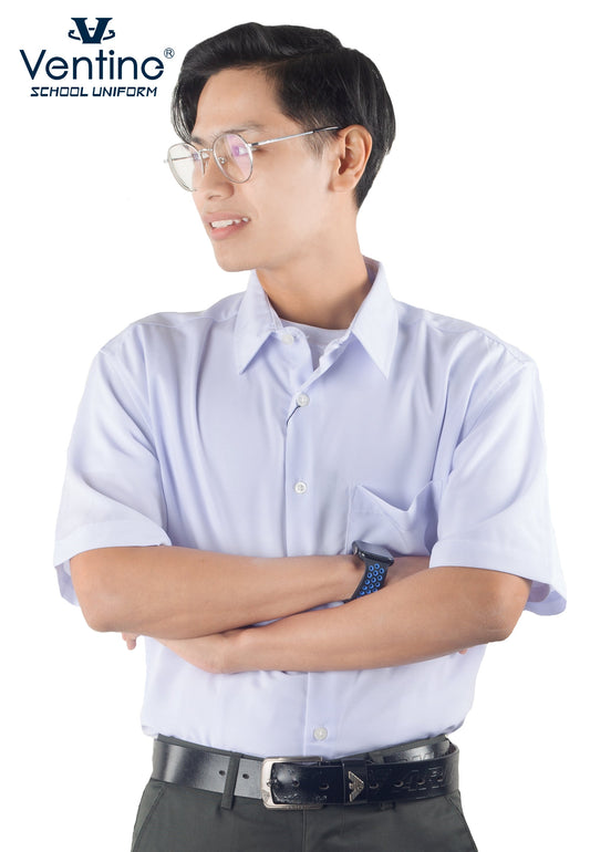 Baju Kemeja Putih Sekolah Menengah Lengan Pendek Kain Licin (BAJU SAHAJA)