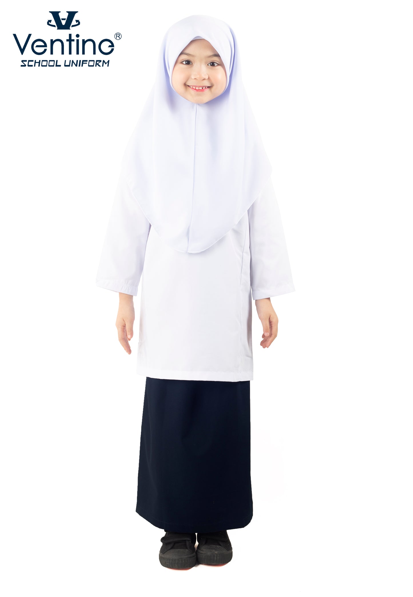 Kain Baju Kurung Biru Gelap Sekolah Rendah Kain Licin/Keras (KAIN SAHAJA)