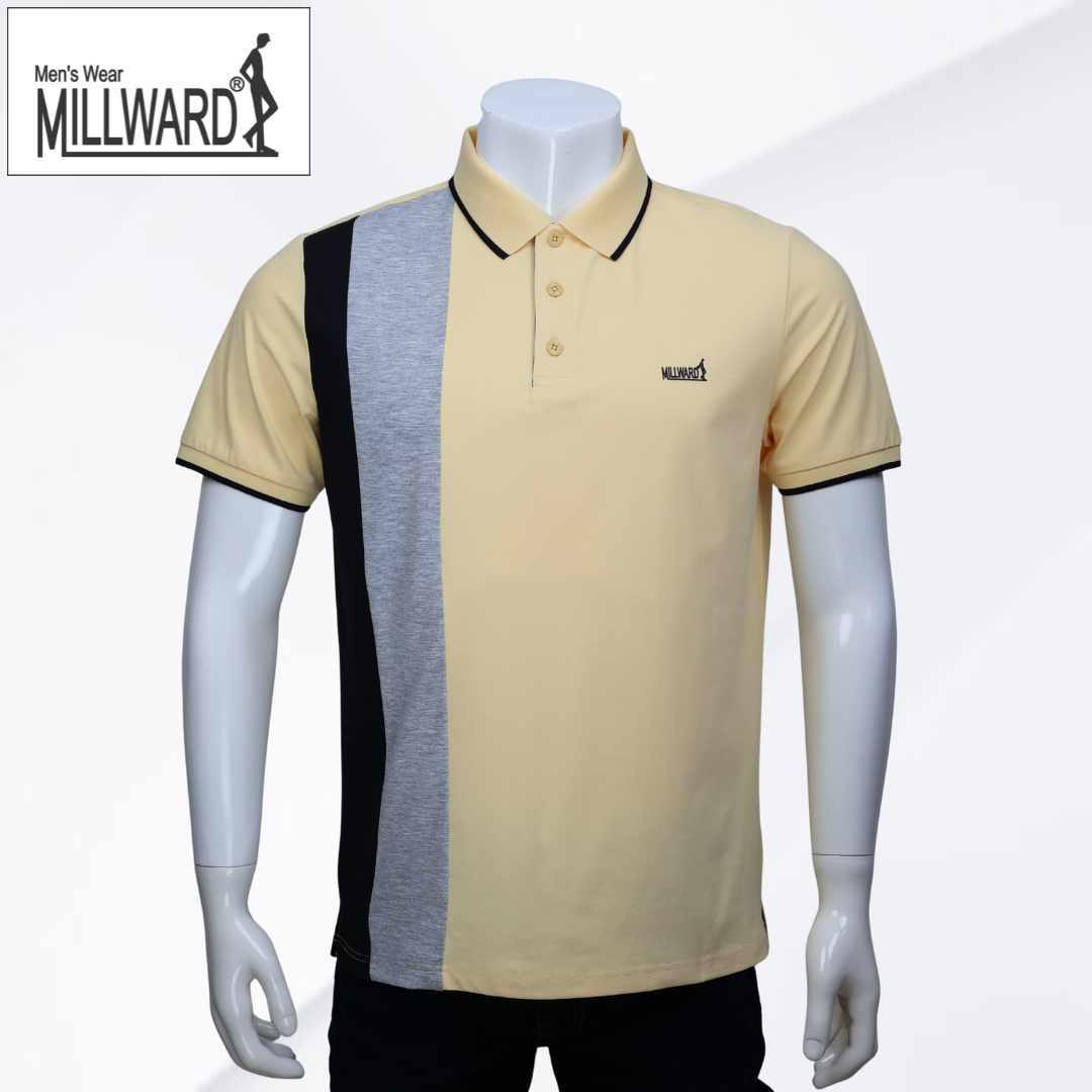 Brand Millward – Men’s Short Sleeve Polo Tee , Modern color-block side panel , Slim Fit