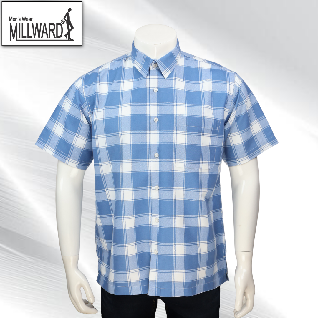 Brand Millward Men's Shirt Short Sleeve [RegularFit] / Kemeja Lelaki Lengan Pendek ) [RegularFit] M.Brown & M.Blue