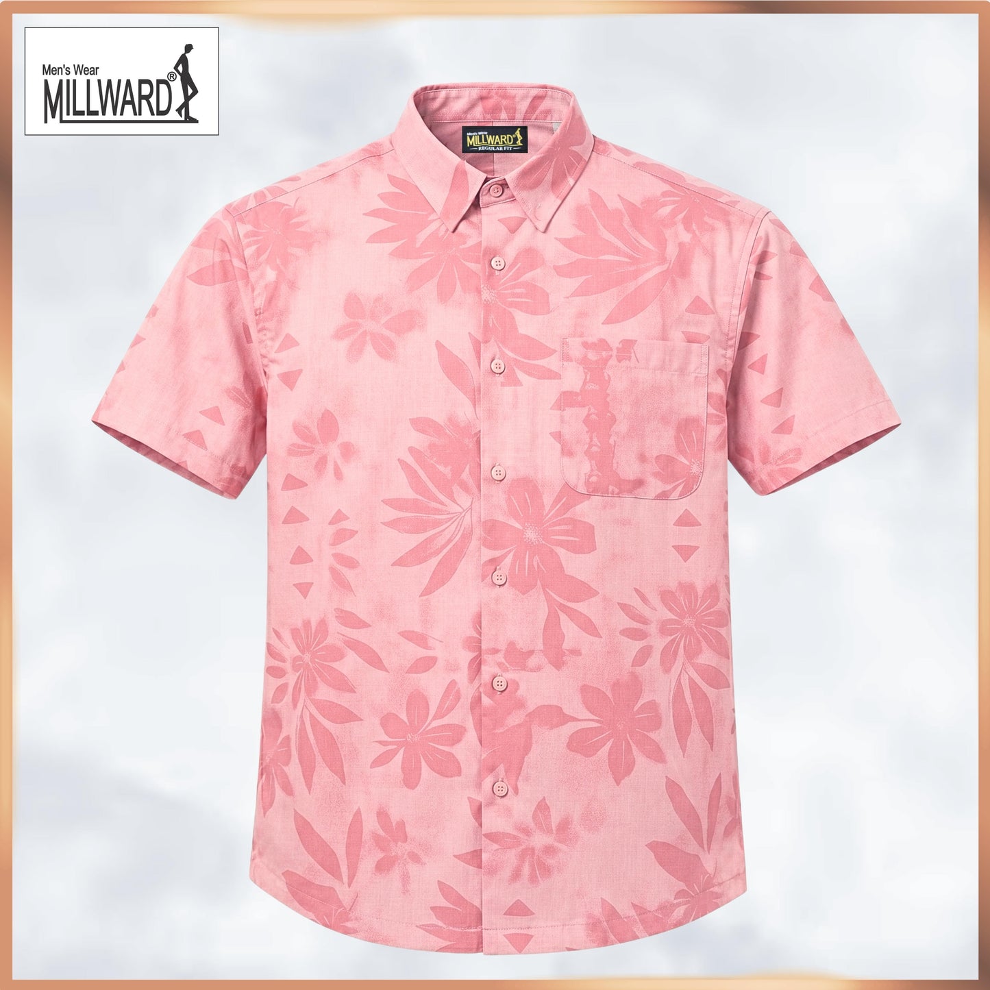 Brand MILLWARD Men’s Floral Short Sleeve Shirt (M–4XL) / Kemeja Lelaki Lengan Pendek Corak Bunga (M–4XL)