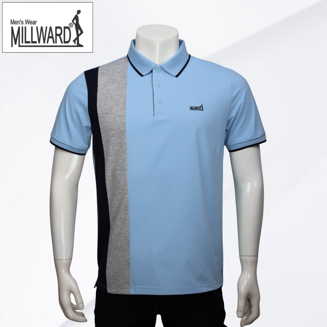 Brand Millward – Men’s Short Sleeve Polo Tee , Modern color-block side panel , Slim Fit