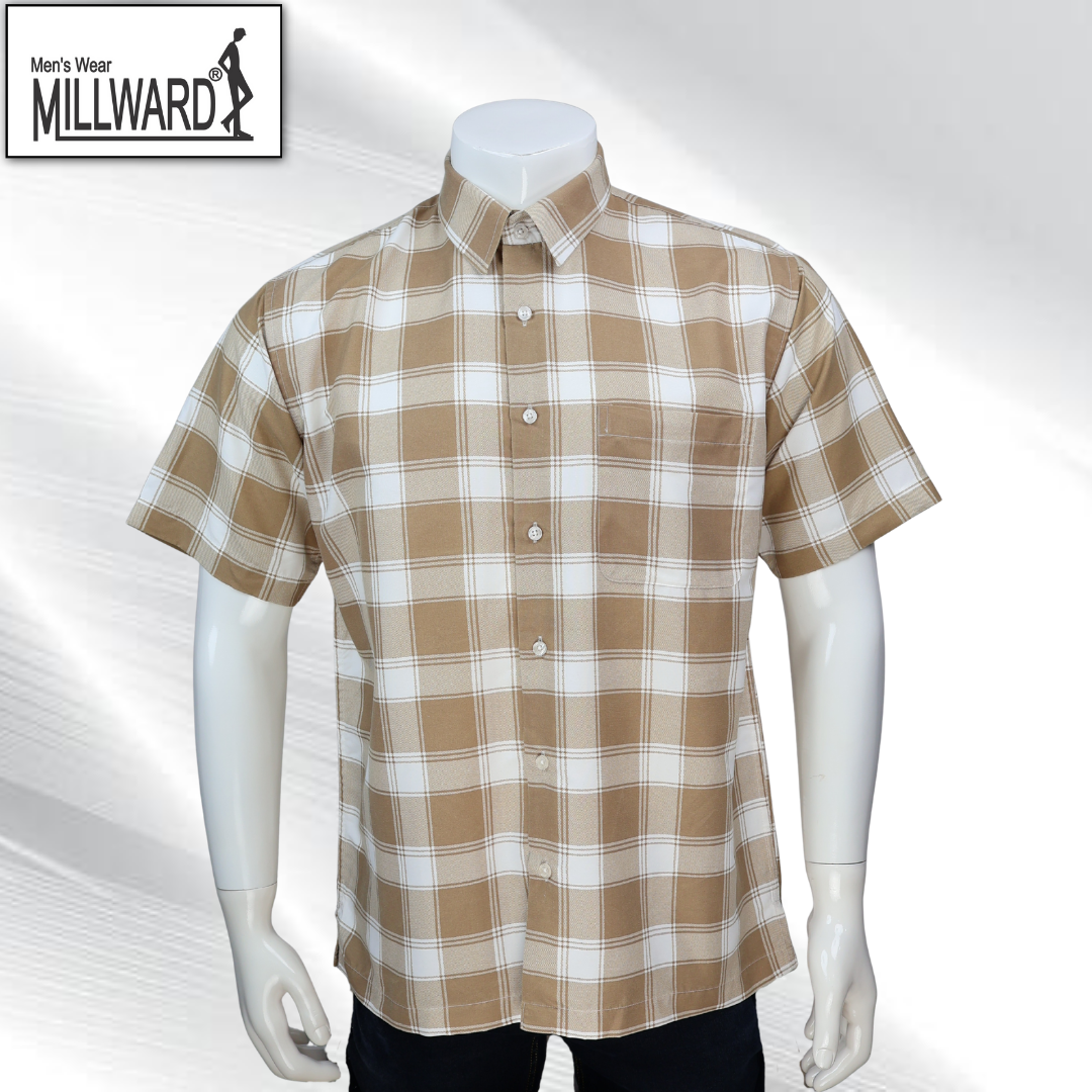 Brand Millward Men's Shirt Short Sleeve [RegularFit] / Kemeja Lelaki Lengan Pendek ) [RegularFit] M.Brown & M.Blue