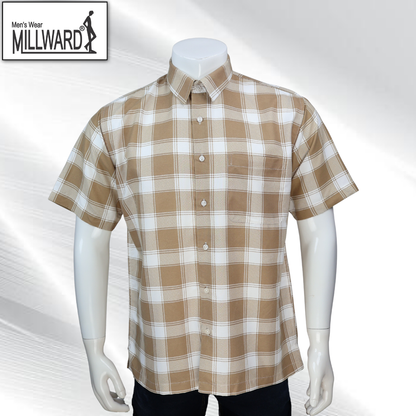 Brand Millward Men's Shirt Short Sleeve [RegularFit] / Kemeja Lelaki Lengan Pendek ) [RegularFit] M.Brown & M.Blue