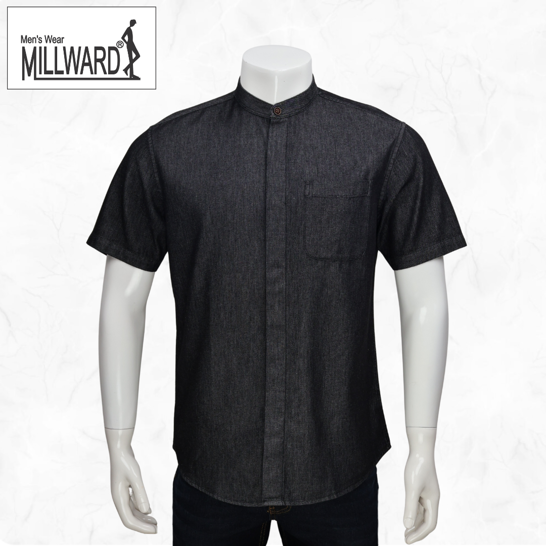 Brand Millward Men Shirt Short sleeve, Denim ,Slim Fit / Baju Kemeja Lelaki Lengan Pendek, Denim