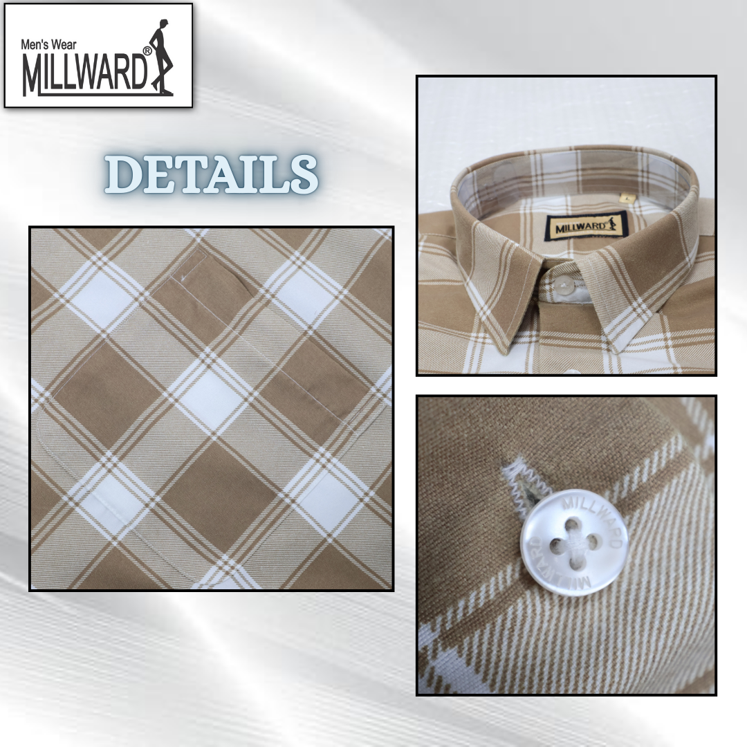 Brand Millward Men's Shirt Short Sleeve [RegularFit] / Kemeja Lelaki Lengan Pendek ) [RegularFit] M.Brown & M.Blue