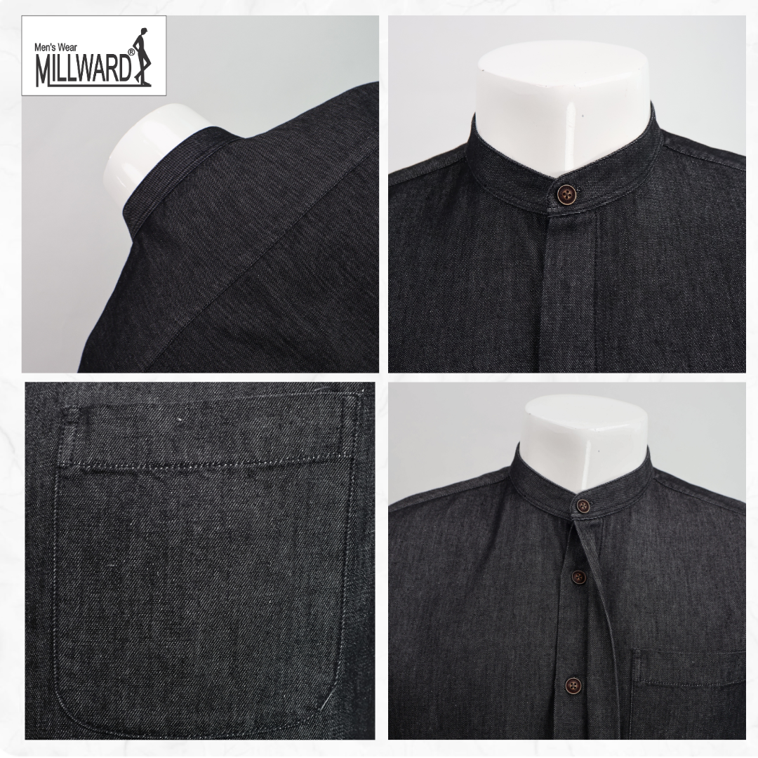 Brand Millward Men Shirt Short sleeve, Denim ,Slim Fit / Baju Kemeja Lelaki Lengan Pendek, Denim