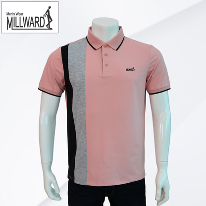 Brand Millward – Men’s Short Sleeve Polo Tee , Modern color-block side panel , Slim Fit