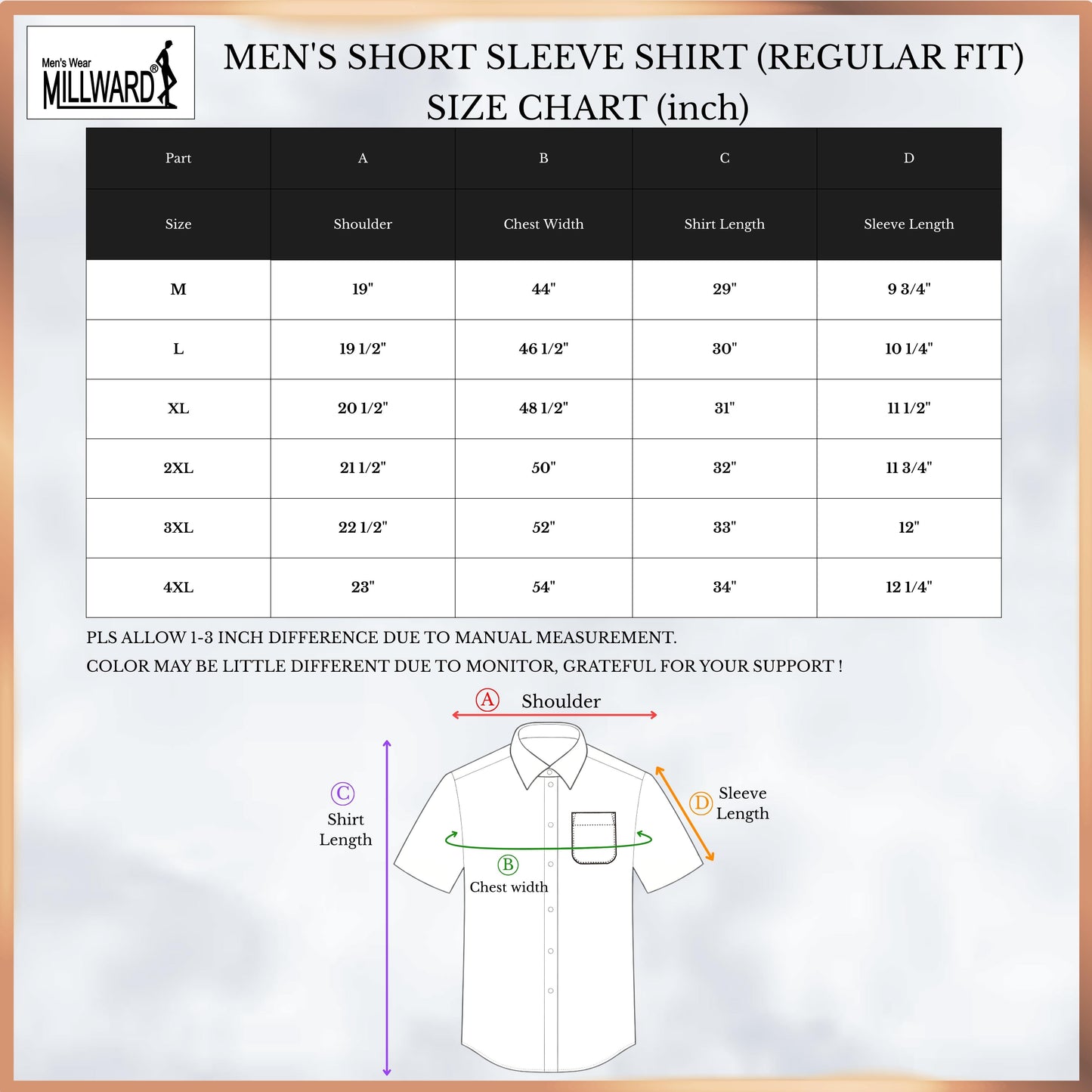 Brand MILLWARD Men’s Floral Short Sleeve Shirt (M–4XL) / Kemeja Lelaki Lengan Pendek Corak Bunga (M–4XL)