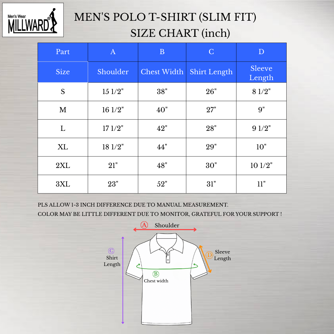 MILLWARD Brand Men’s Polo T-Shirt Red, Navy & White Slim Fit /Kemeja Polo Lelaki Warna Merah, Navy & Putih Potongan Slim