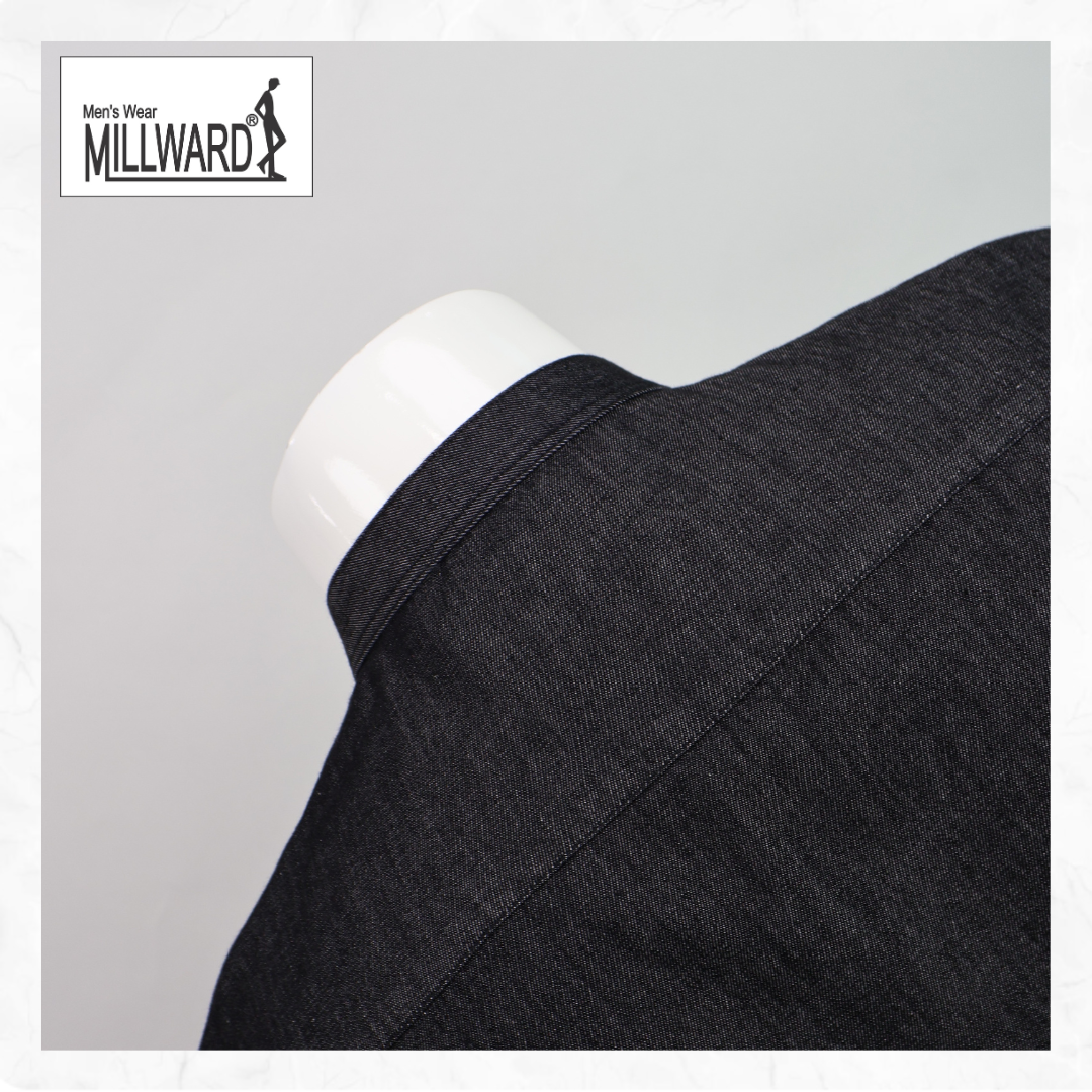 Brand Millward Men Shirt Short sleeve, Denim ,Slim Fit / Baju Kemeja Lelaki Lengan Pendek, Denim