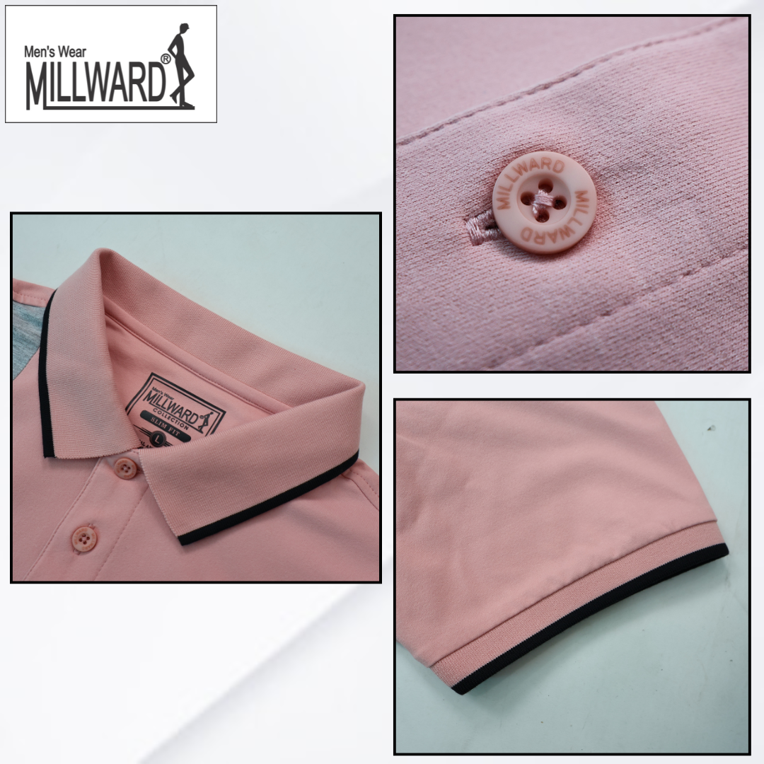 Brand Millward – Men’s Short Sleeve Polo Tee , Modern color-block side panel , Slim Fit
