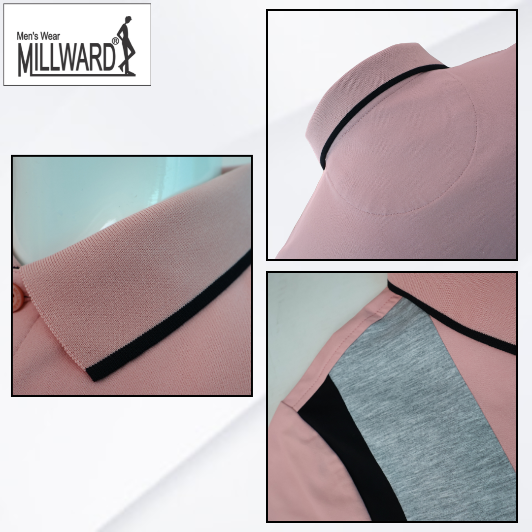 Brand Millward – Men’s Short Sleeve Polo Tee , Modern color-block side panel , Slim Fit