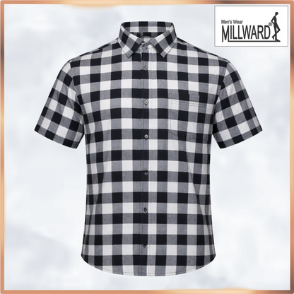 MILLWARD Modern Check Short Sleeve Shirt- checkered pattern, short sleeves, button-up front, sizes S-2XL
