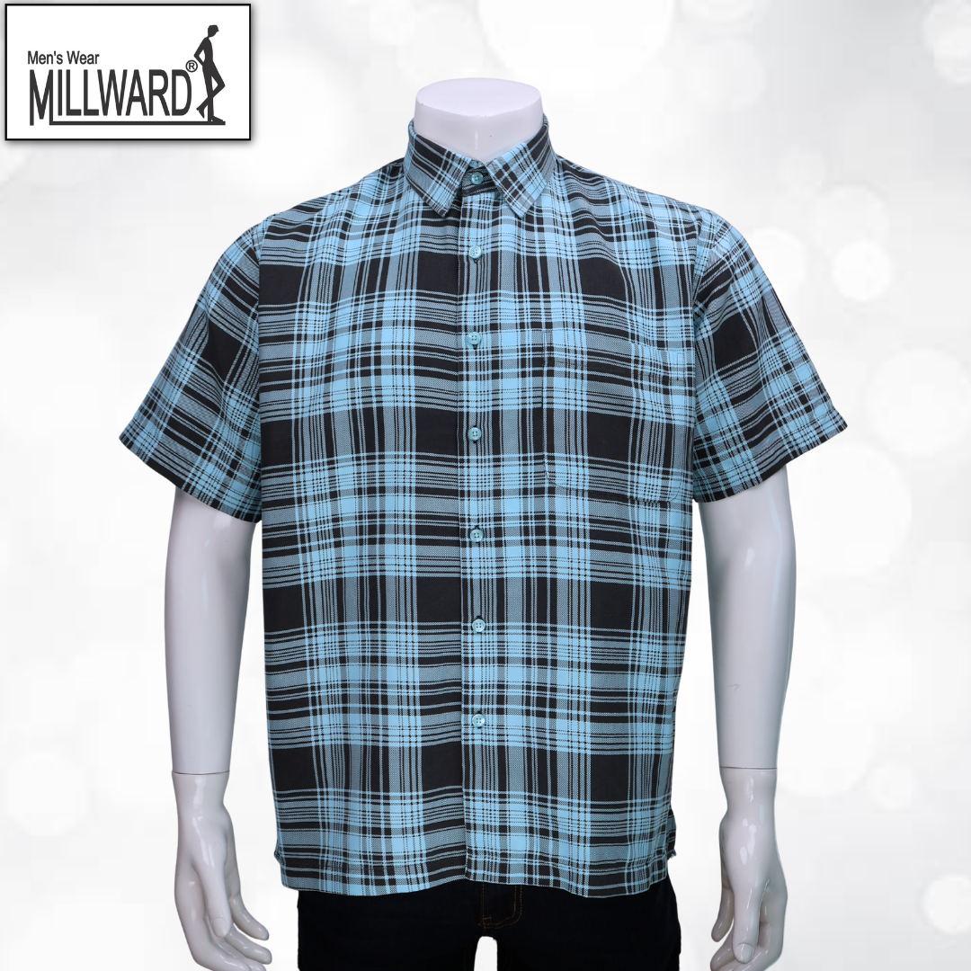 Brand Millward Men's Shirt Short Sleeve [RegularFit] / Kemeja Lelaki Lengan Pendek ) [RegularFit] Brown  & M.Blue