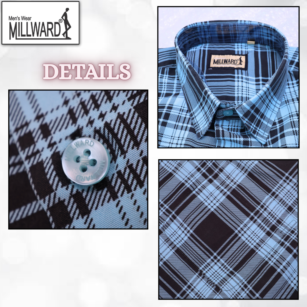 Brand Millward Men's Shirt Short Sleeve [RegularFit] / Kemeja Lelaki Lengan Pendek ) [RegularFit] Brown  & M.Blue