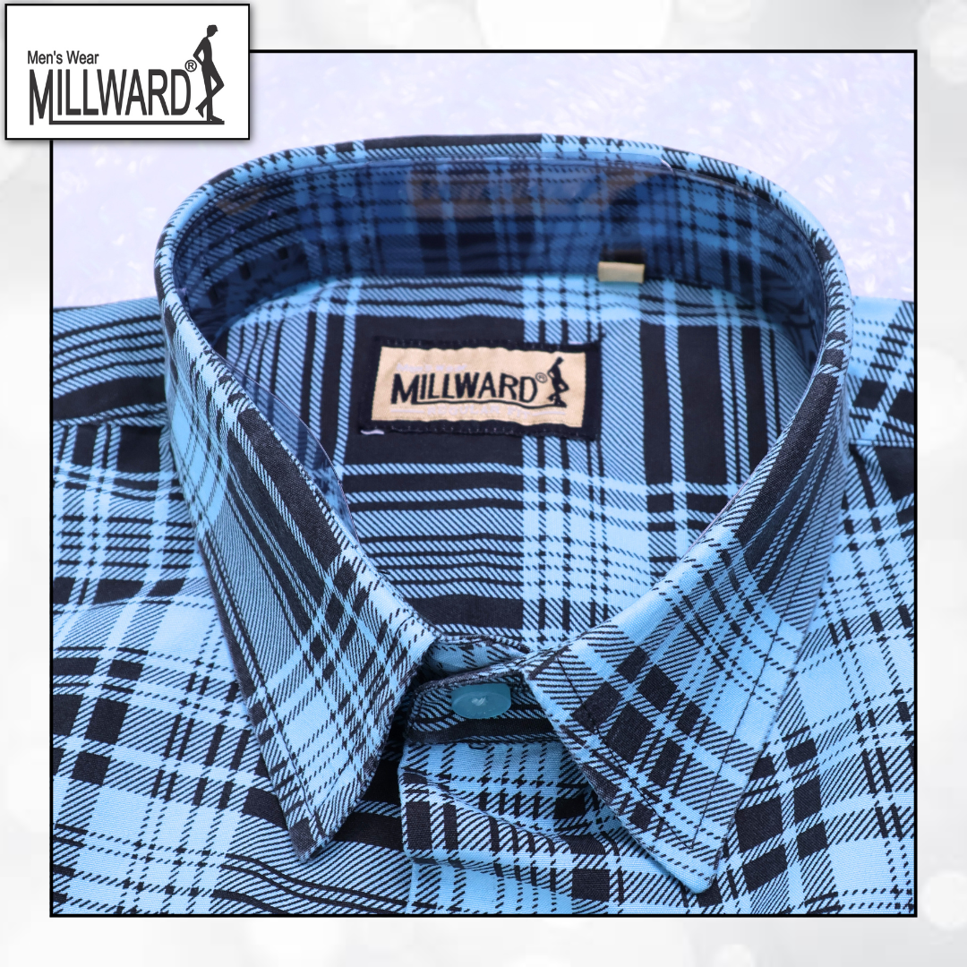 Brand Millward Men's Shirt Short Sleeve [RegularFit] / Kemeja Lelaki Lengan Pendek ) [RegularFit] Brown  & M.Blue