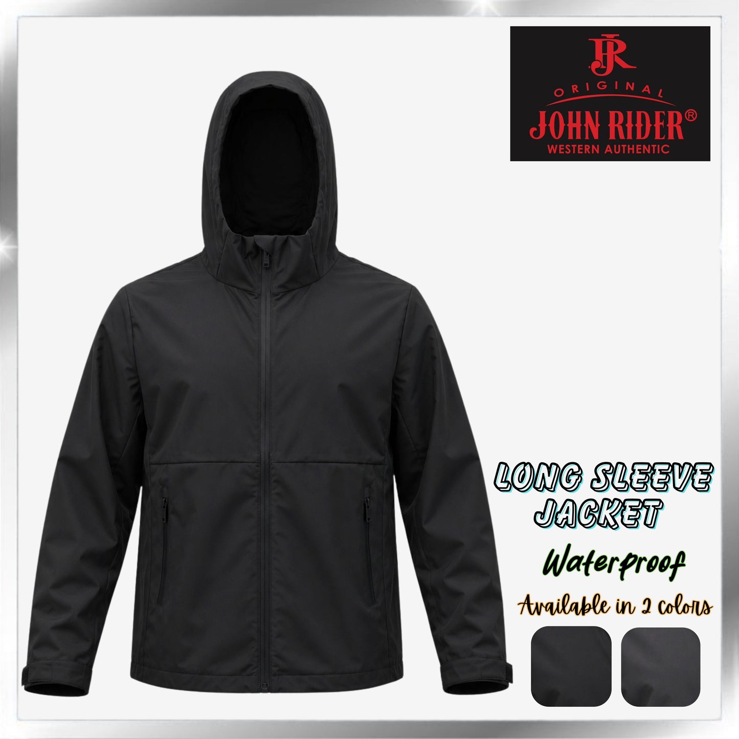 John Rider Original Waterproof Long Sleeve Jacket with Hood, Available in 2 Colors