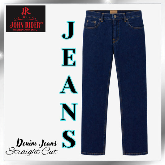 John Rider Jeans Straight Cut Dark Blue Denim Fit Casual Wear