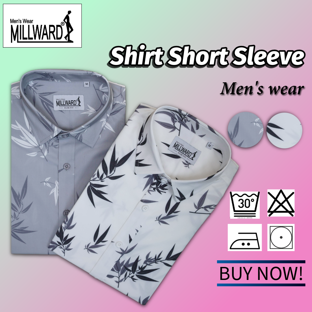 Brand Millward Shirt Short Sleeve Slim Fit Leaf Pattern Collection / Baju kemeja Lengan Pendek Koleksi Millward Slim Fit  Corak Daun