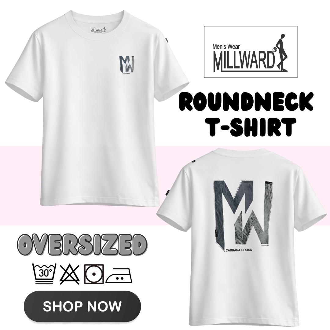 Brand Millward Roundneck T-Shirt ,Oversized ,White,Short Sleeve