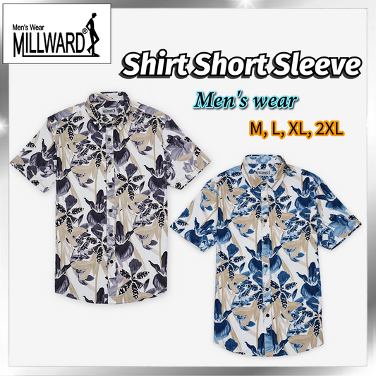 Brand Millward Shirt Short Sleeve Blue & Grey/Blue & Grey/Slim Fit