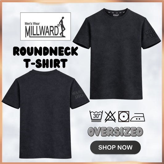 Millward Oversized T-Shirt Short Sleeve S - XL {Black} / Baju Oversize Lengan Pendek