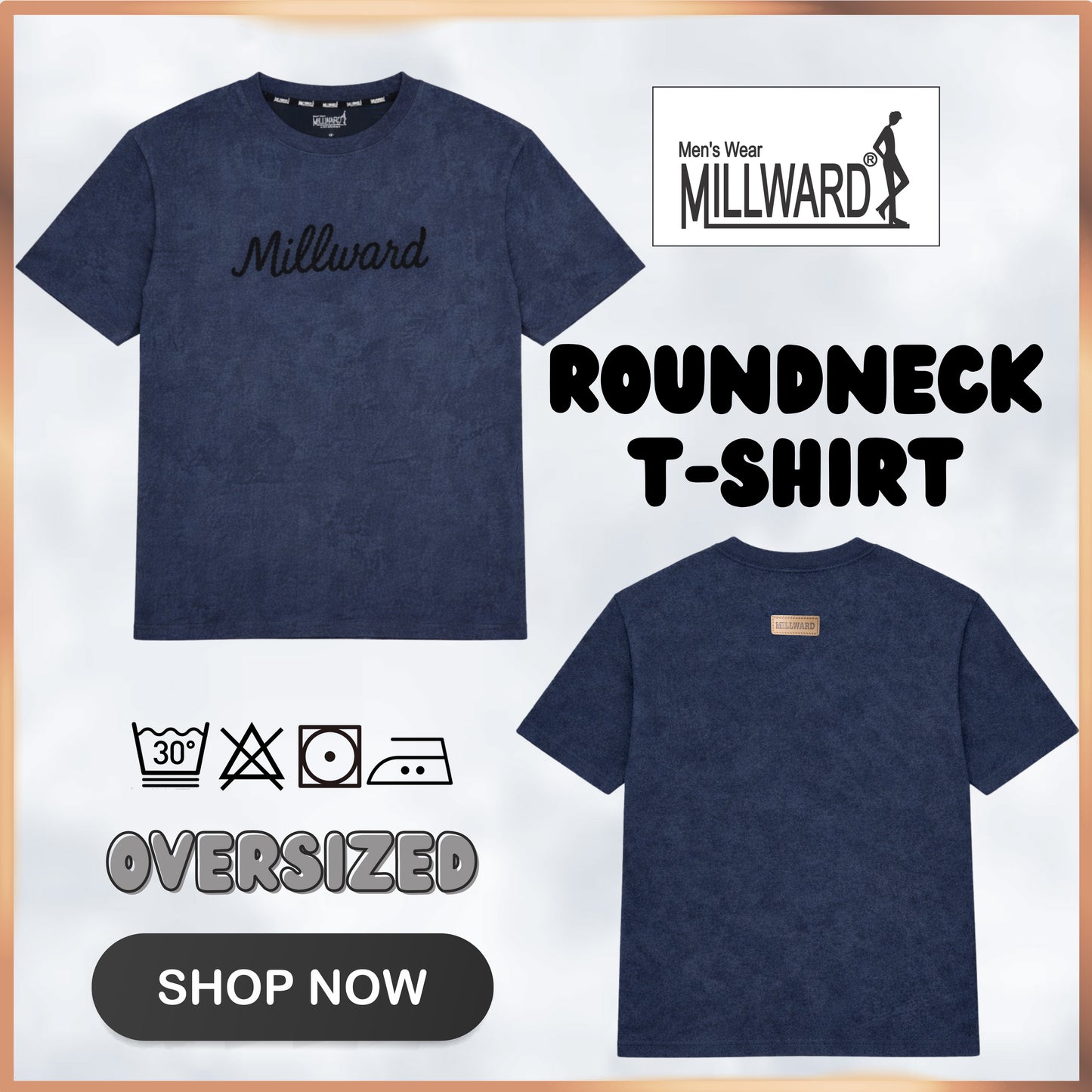 Millward Oversized T-Shirt Short Sleeve S - XL {Navy} / Baju Oversize Lengan Pendek