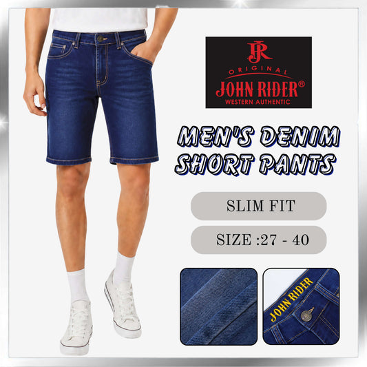 John Rider Men's Denim Short Pants Slim Fit /Denim Blue /Size 27-40