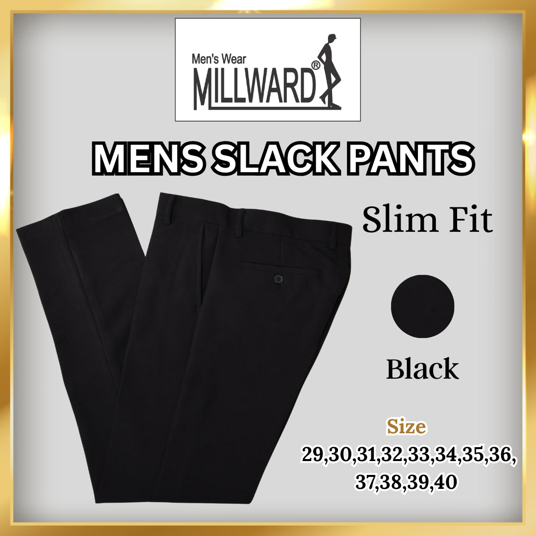 Brand Millward Men's Black Slack Long Pant Slim Fit [Size27-42] /Seluar Slack Hitam Lelaki Slim Fit [Size27-42]