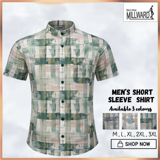 MILLWARD Men’s Short Sleeve Shirt Abstract Pattern