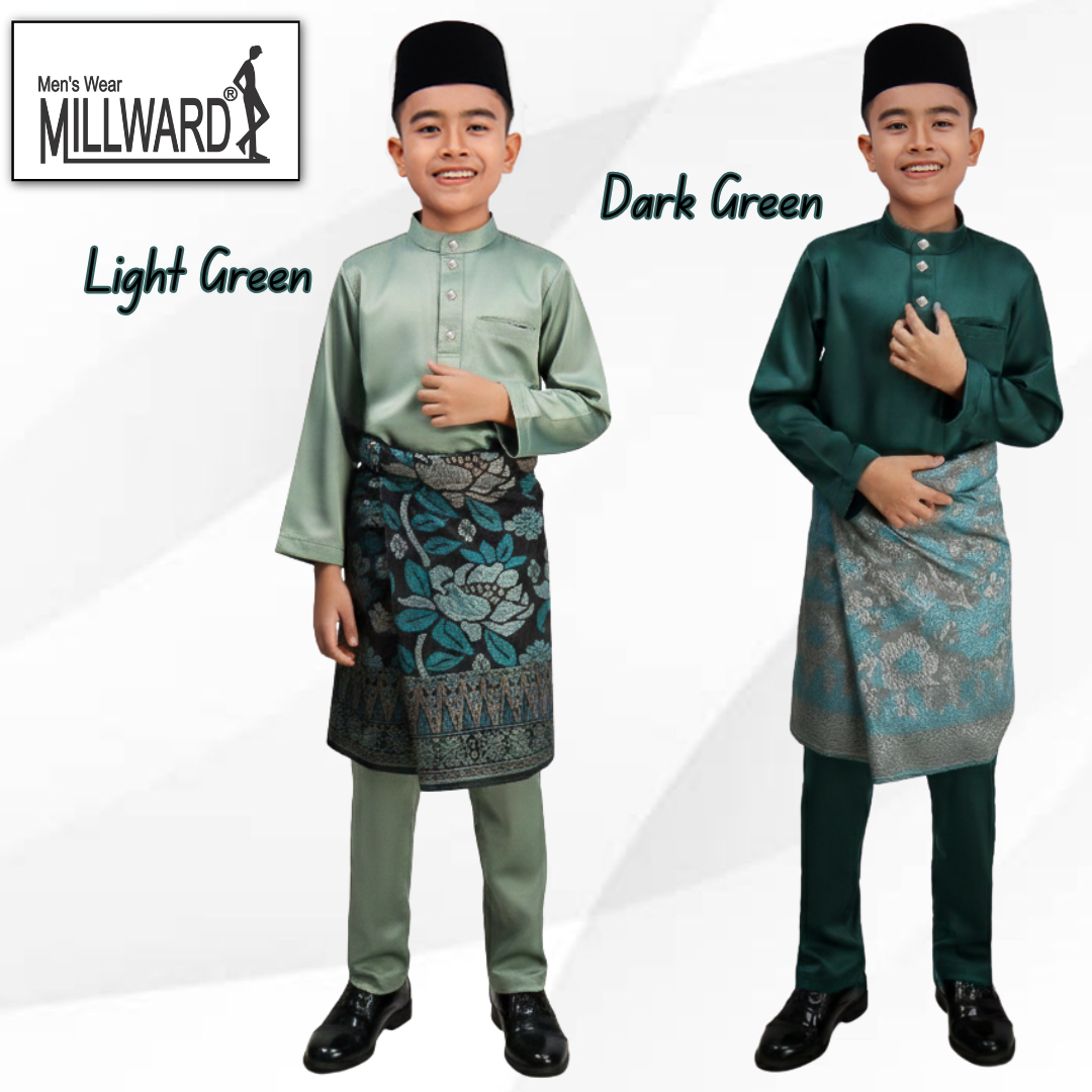 BRAND MILLWARD BAJU MELAYU 2026 ,CEKAK MUSANG, SLIM FIT , 10 COLORS , KIDS , (Tidak Termasuk Sampin)
