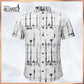 Millward Short sleeve button-up shirts with abstract patterns in Black, blue grey, and blue colors.