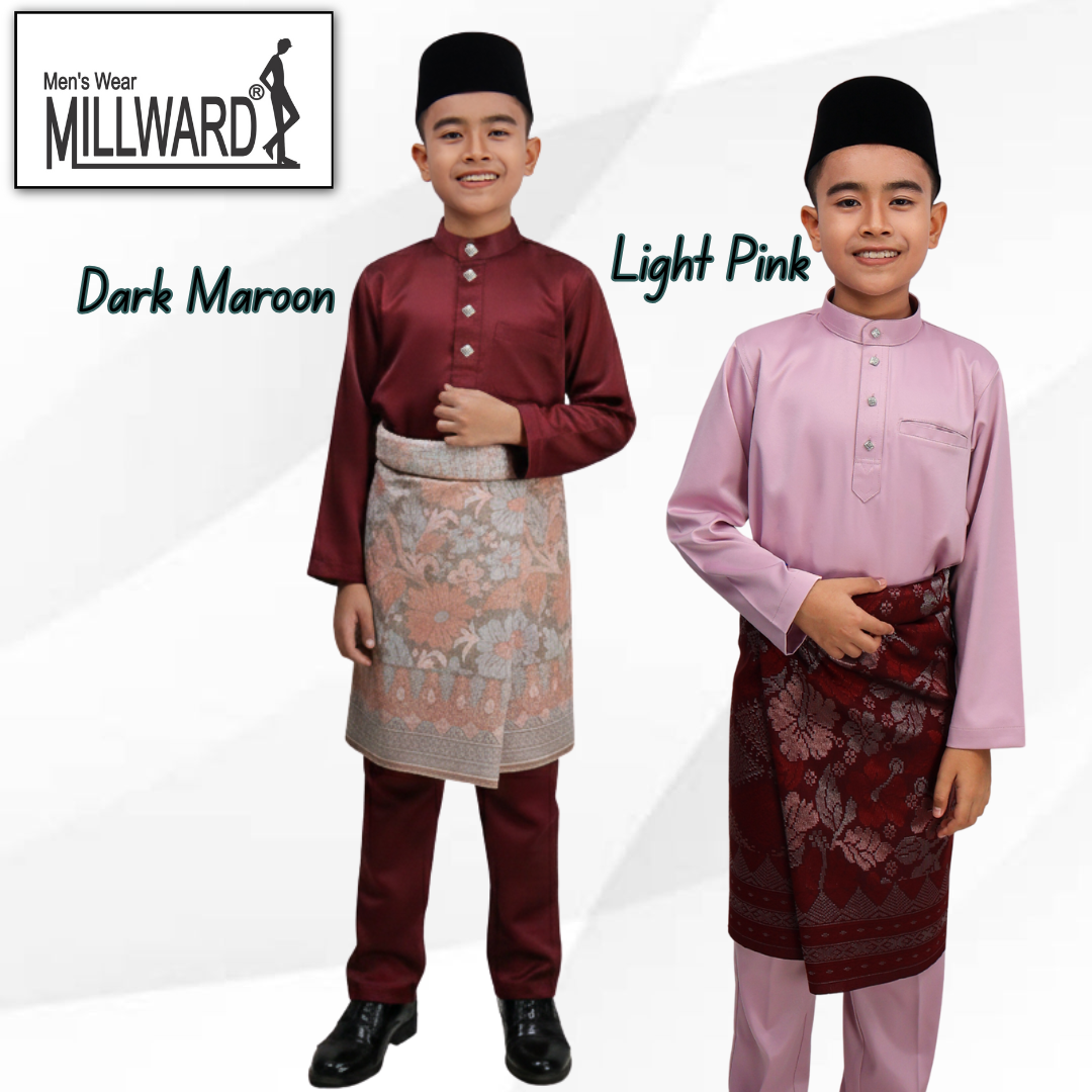 BRAND MILLWARD BAJU MELAYU 2026 ,CEKAK MUSANG, SLIM FIT , 10 COLORS , KIDS , (Tidak Termasuk Sampin)