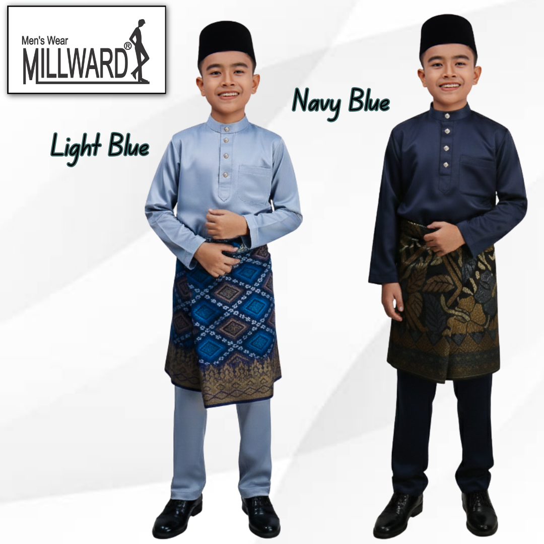 BRAND MILLWARD BAJU MELAYU 2026 ,CEKAK MUSANG, SLIM FIT , 10 COLORS , KIDS , (Tidak Termasuk Sampin)