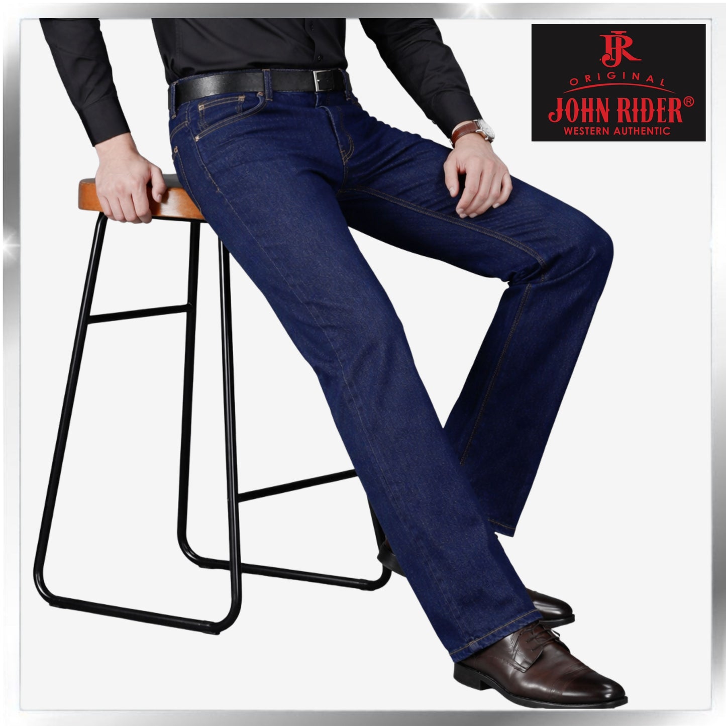 John Rider Jeans Straight Cut Dark Blue Denim Fit Casual Wear
